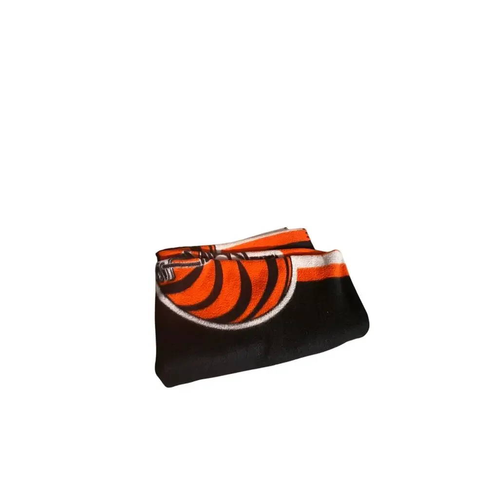 Cincinnati Bengals Throw Blanket Black Orange NFL Team Logo